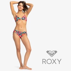 NEW ROXY PT Beach Classics Floral Fiesta Bikini Tie Side Bottom Strappy Tri Top